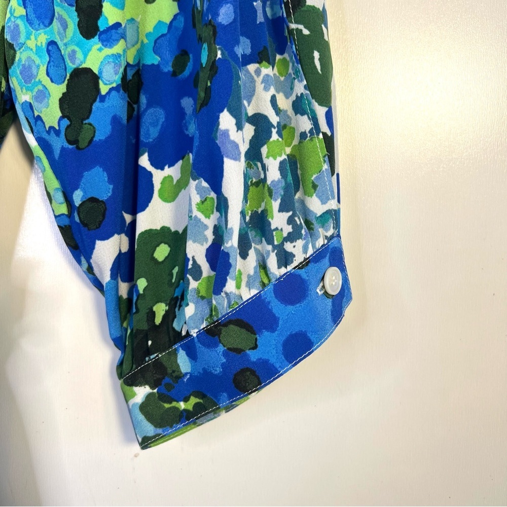 STELLA MCCARTNEY Olivia Floral Silk Shirt Midi Dress Blue - Picture 8 of 16